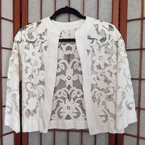 Vintage 1970s Linen Openwork Light Jacket